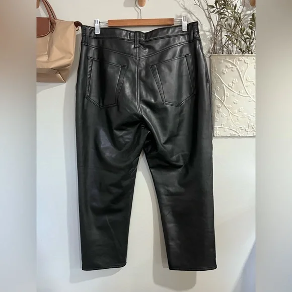 Abercrombie & fitch Curve Love Ankle Straight two toned black jean/leather pants - Picture 3 of 10